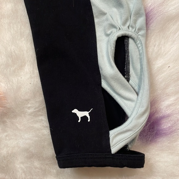 PINK Victoria’s‎ Secret Sequins Cropped Black & Teal Leggings Size Medium - Picture 6 of 9